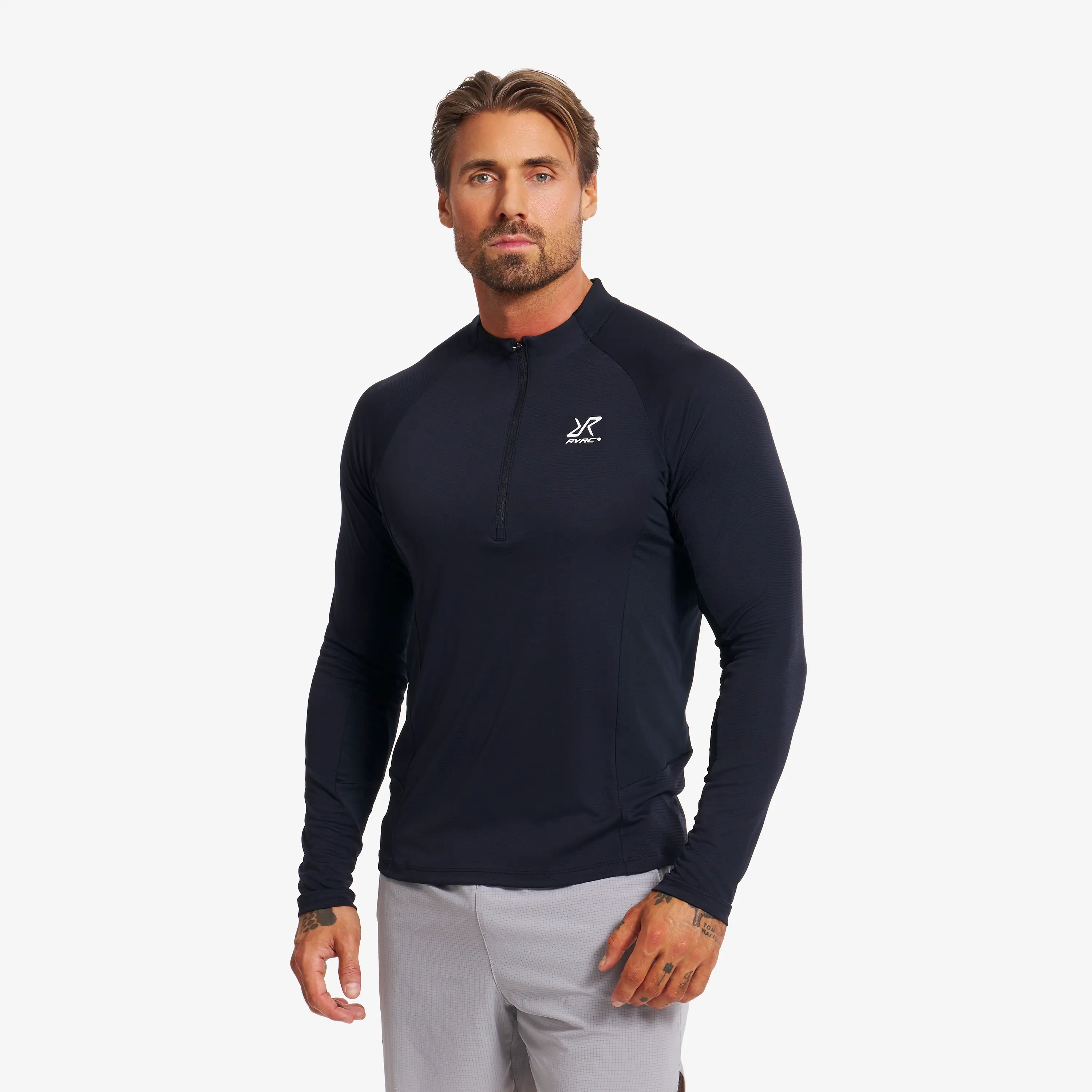 Force Light Half-zip Top Herre Black, Størrelse:2XL - Herre > Overdele > Langærmede Trøjer
