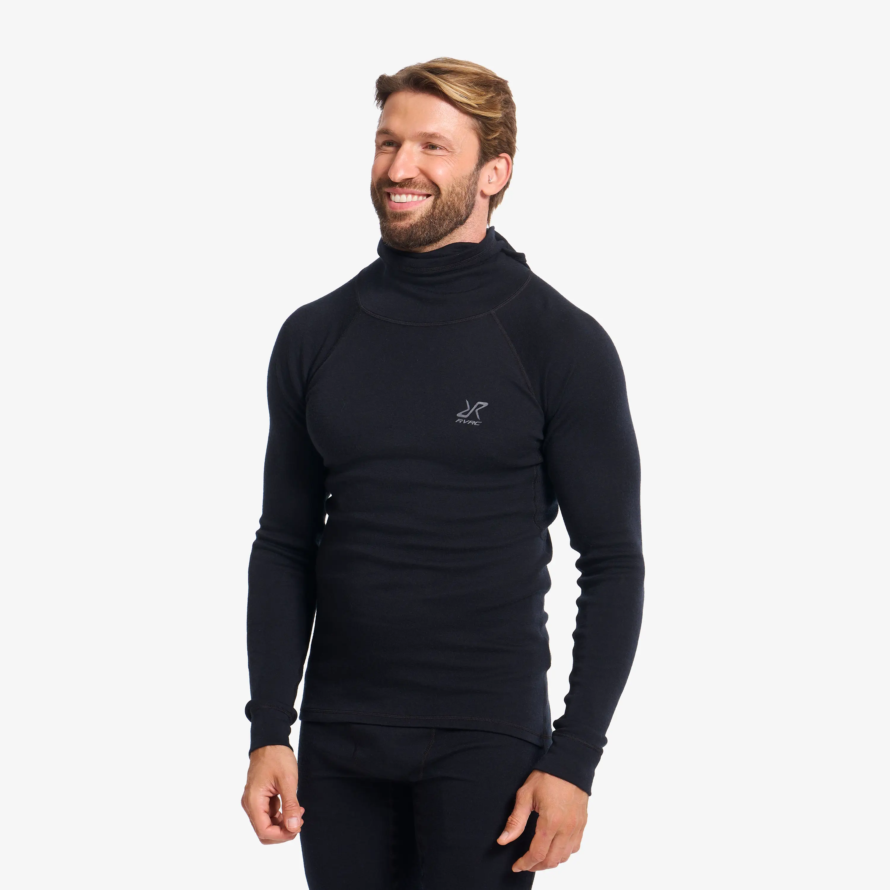 Route Merino Warm Base Layer Balaclava Top Black Herren,