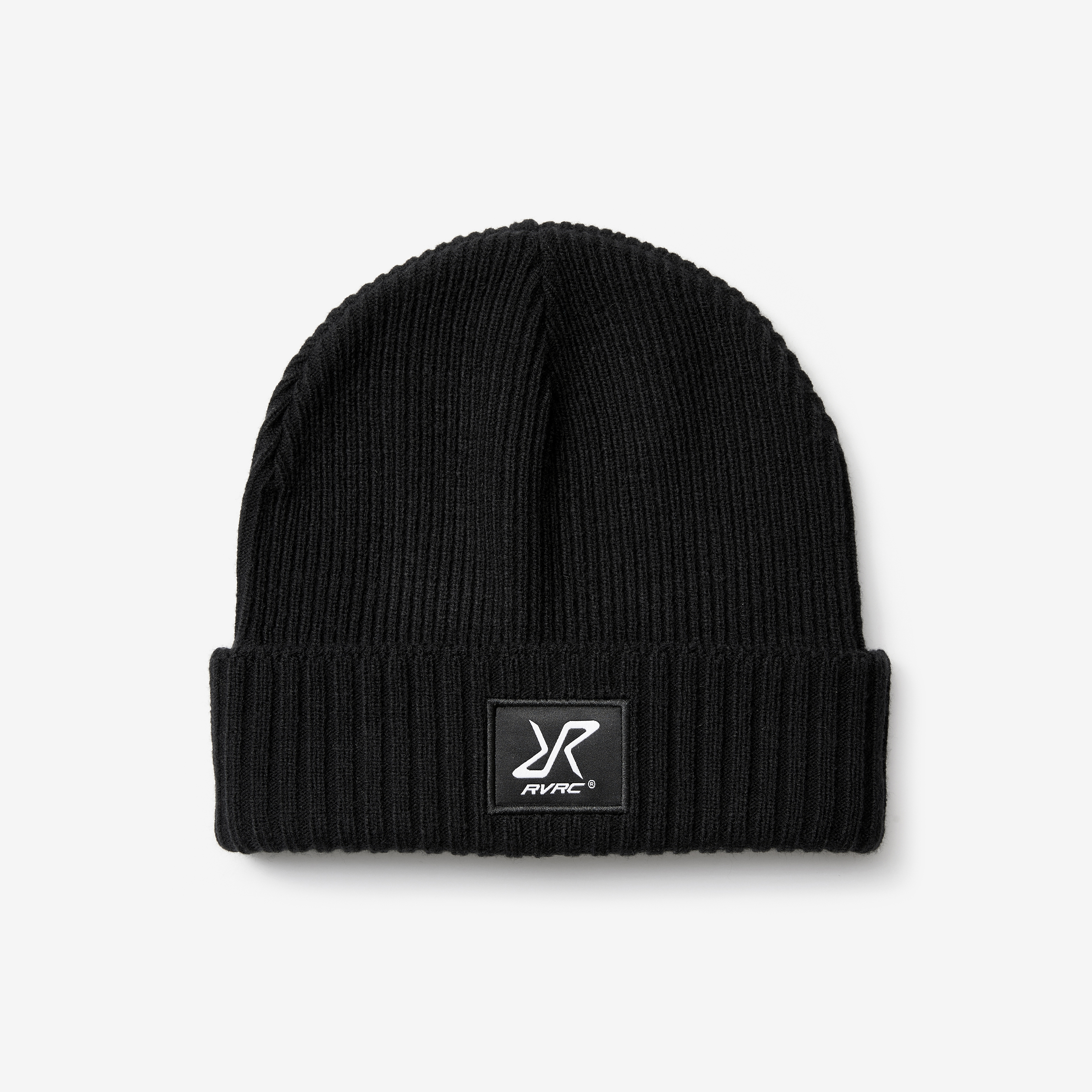 Ribbed Patch Beanie Black