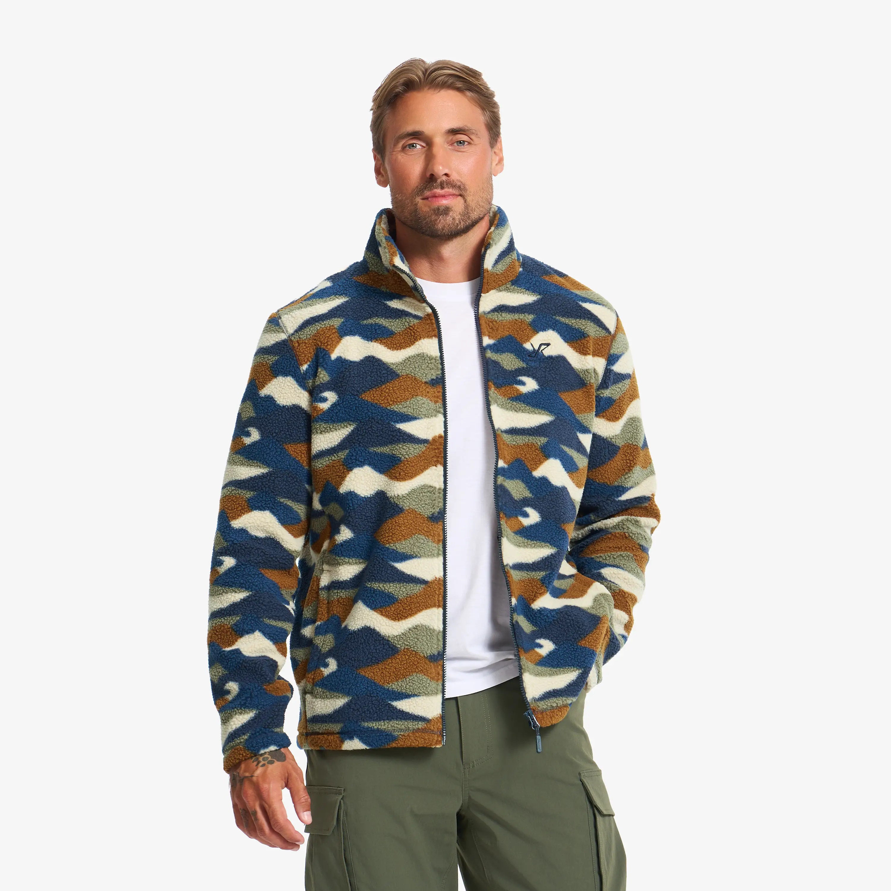 Moss Graphic Pile Fleece Jacket Deep Navy/Monk's Robe Heren, 