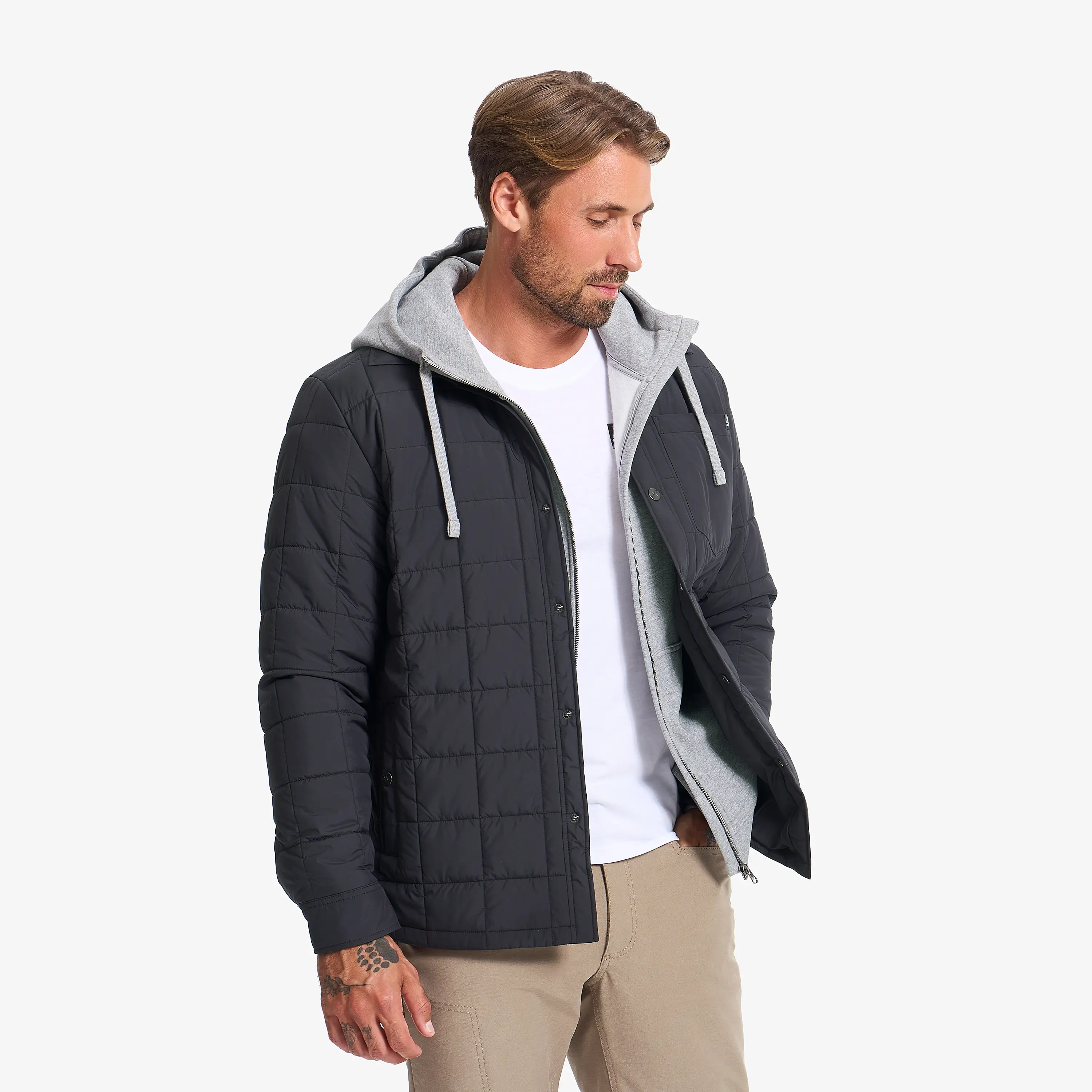 Grid Padded Overshirt Black Men,