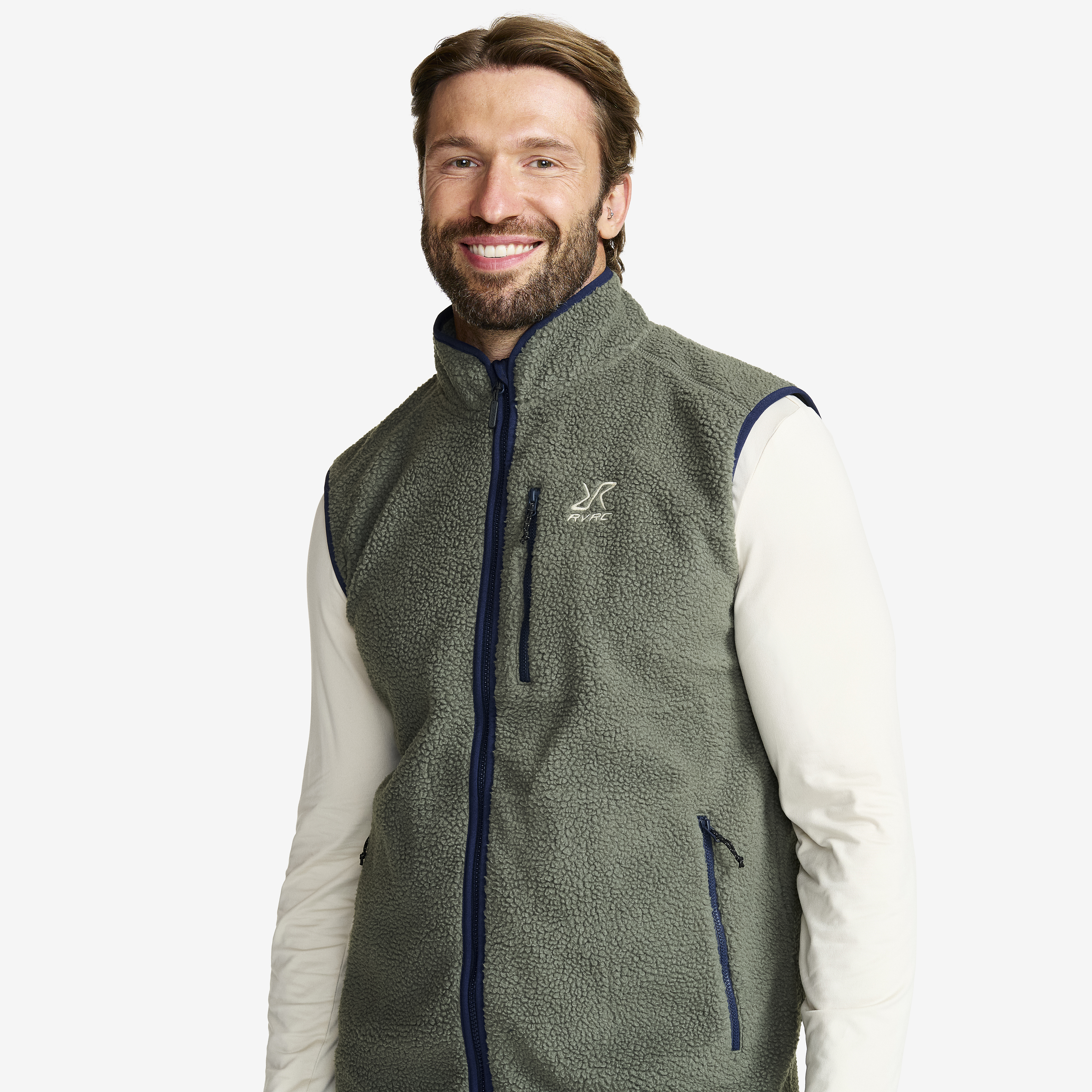 Canyon Full-zip Pile Fleece Vest Men Castor Gray/Navy | RevolutionRace