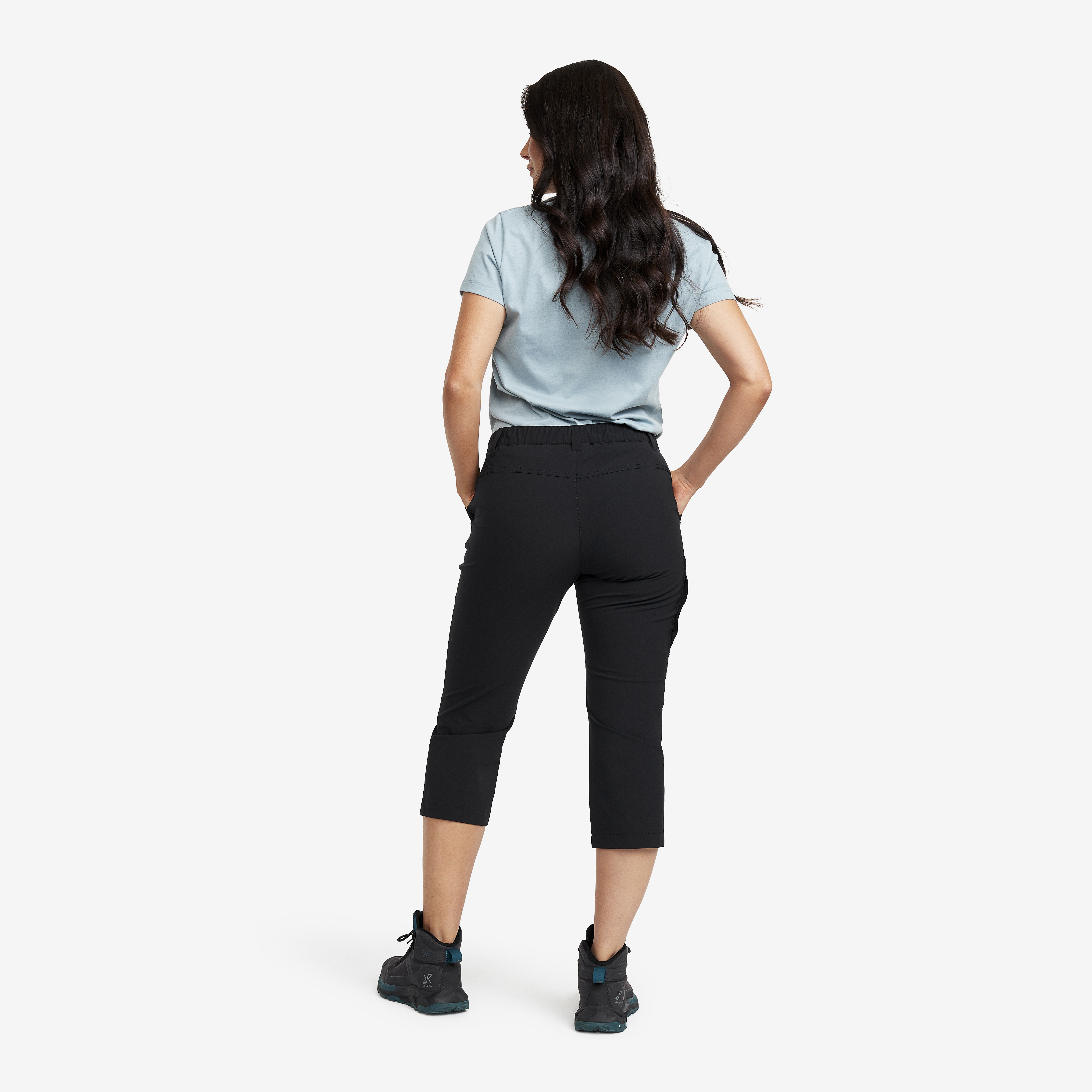 O3: Outdoor black cargo capri pants. Comes with a belt. High