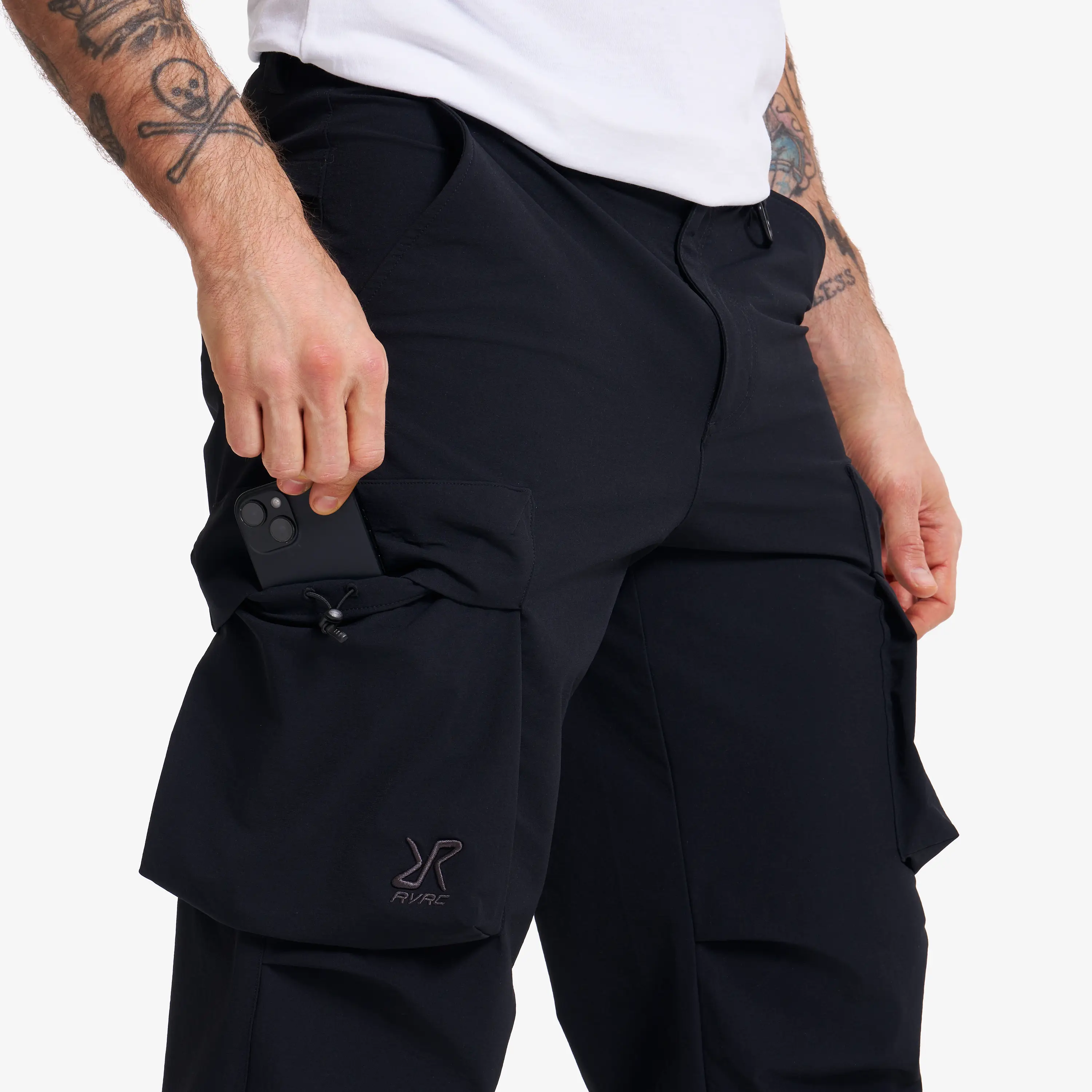 Zenith Wide Leg Cargo Pants Men Black | RevolutionRace