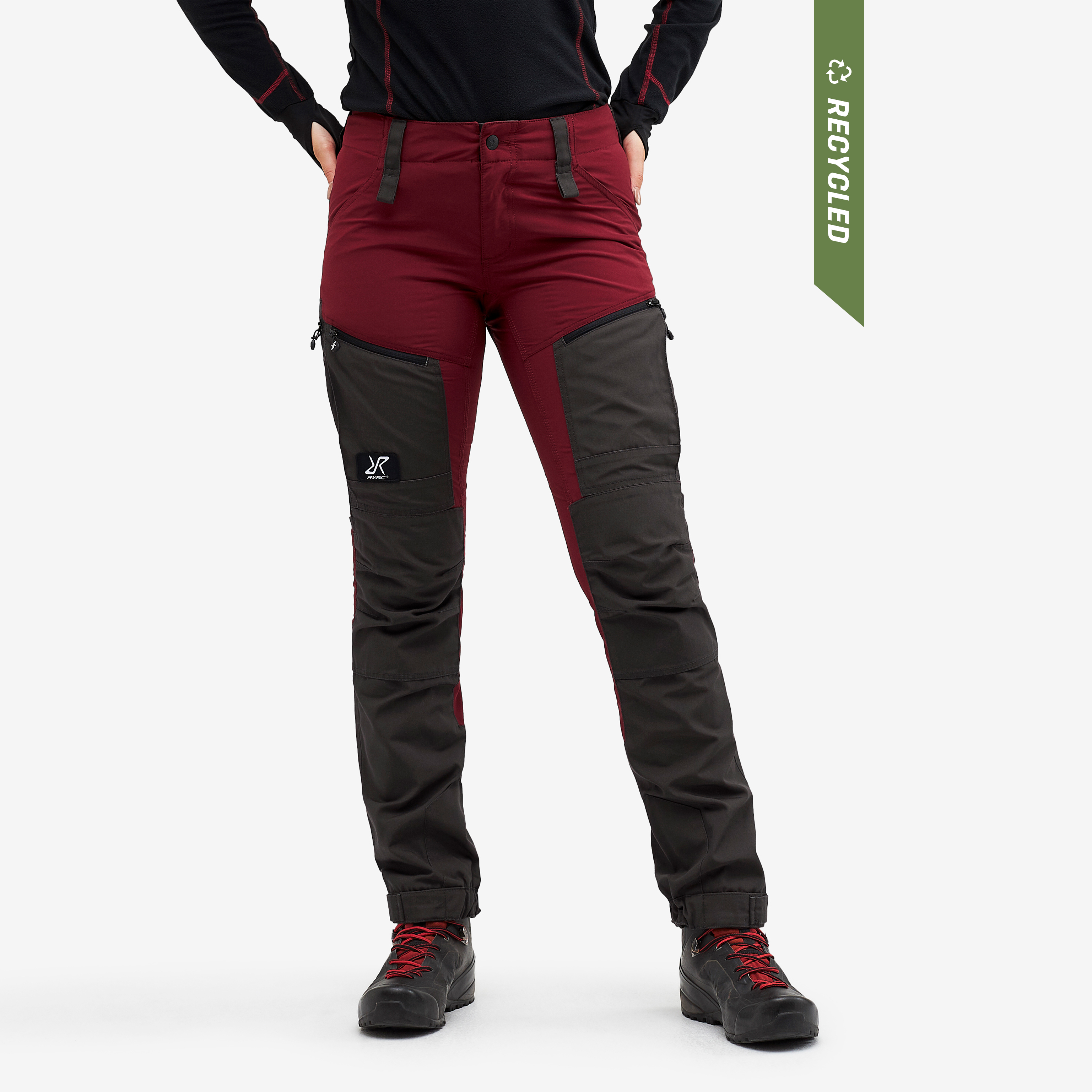 Pantaloni trekking RVRC GP Pro da donna in rosso scuro