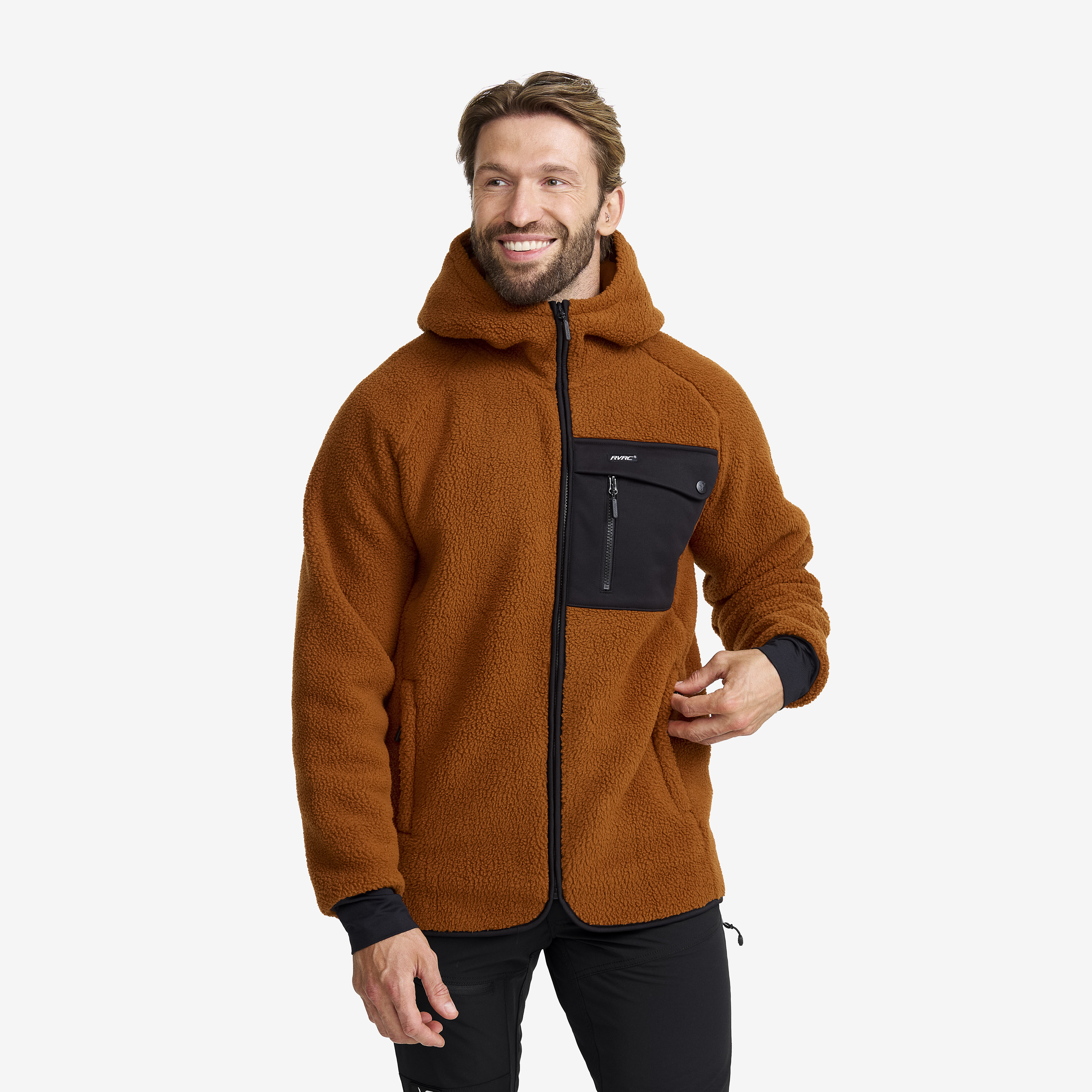 Sherpa Hoodie Caramel Café Herren,
