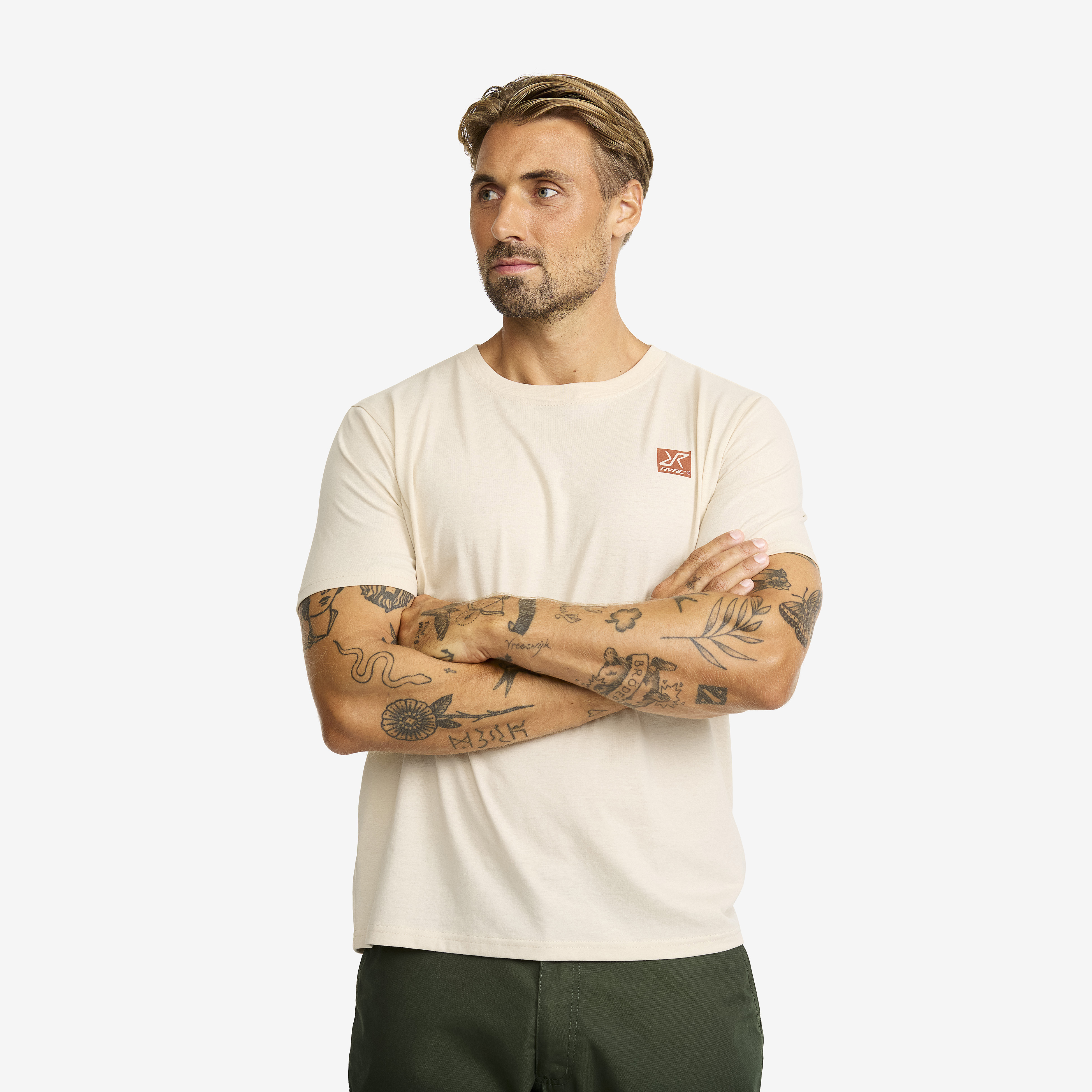 Easy Graphic Nature Lines T-shirt Herre Oatmeal