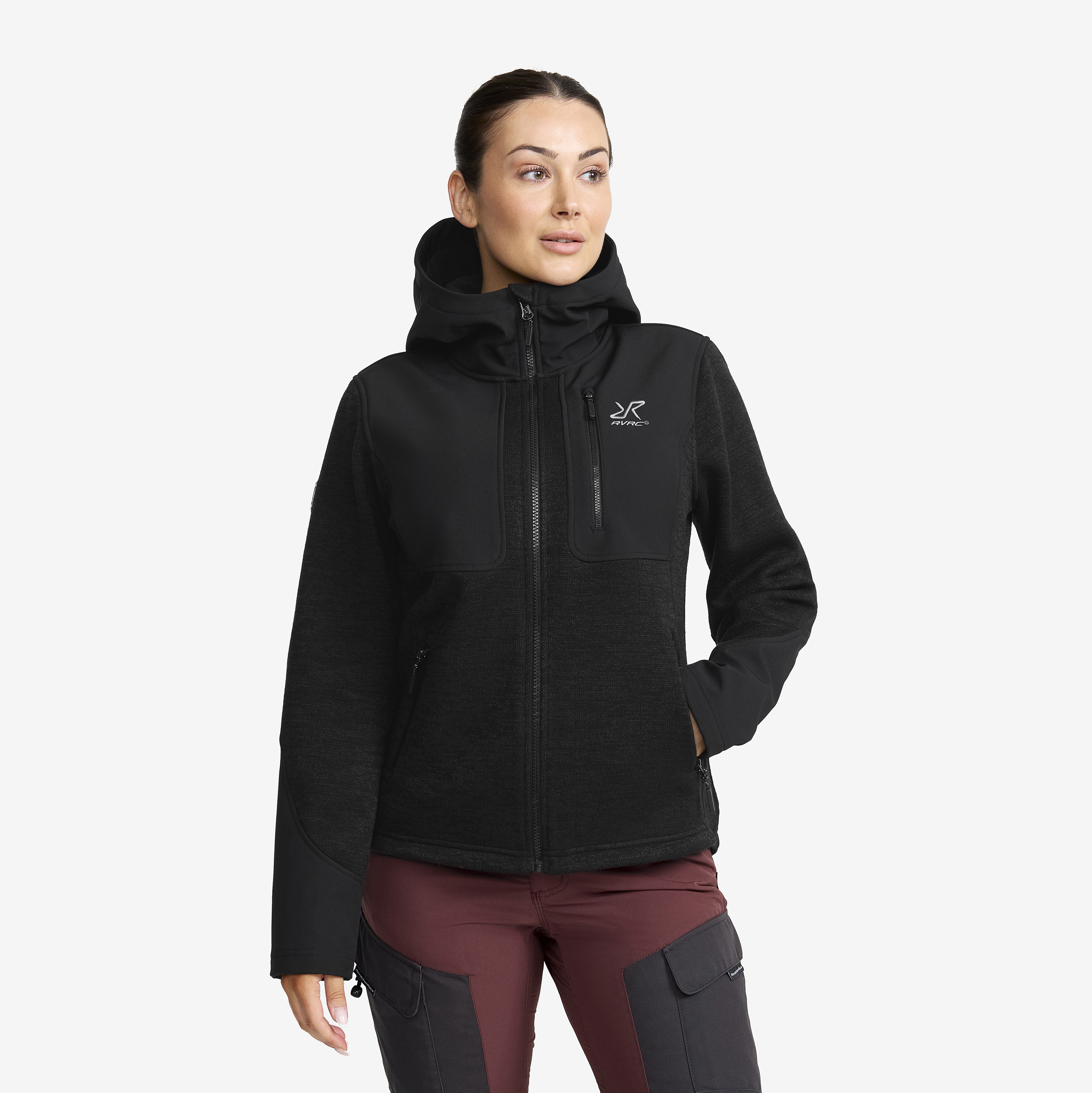 Wander Pro Wool Hoodie Charcoal Black Naiset, 