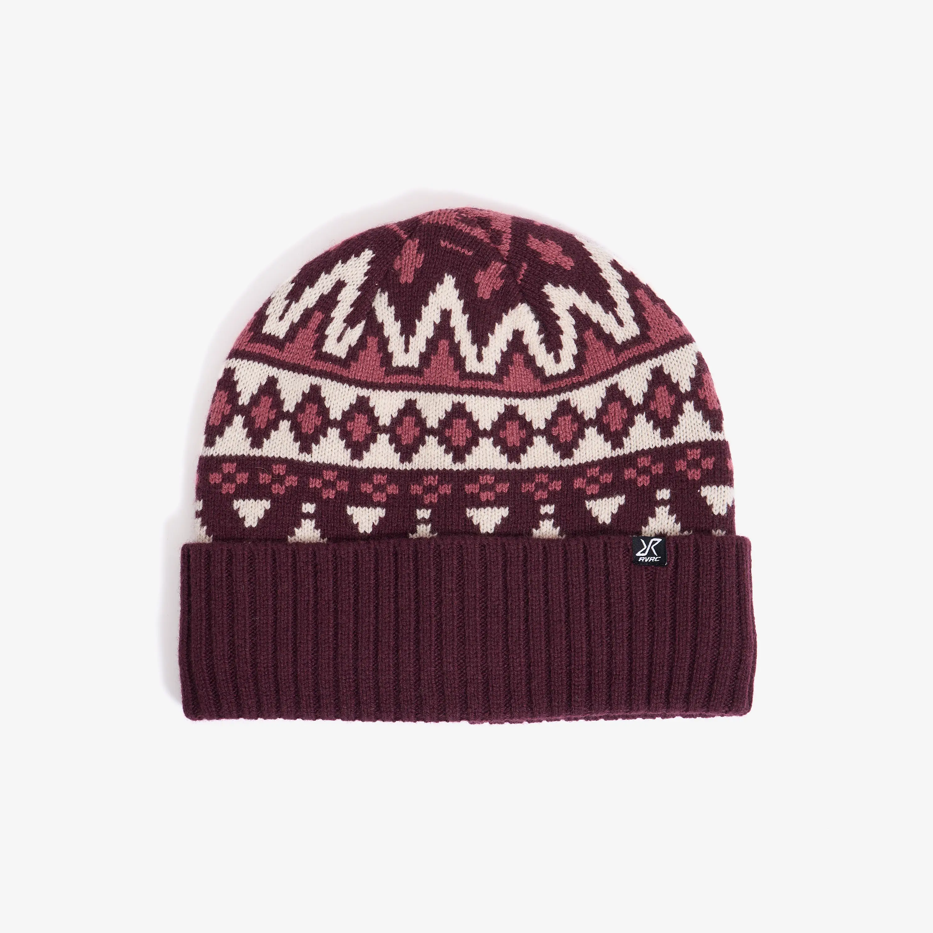 Jacquard Wool Beanie Winetasting/Oatmeal, 