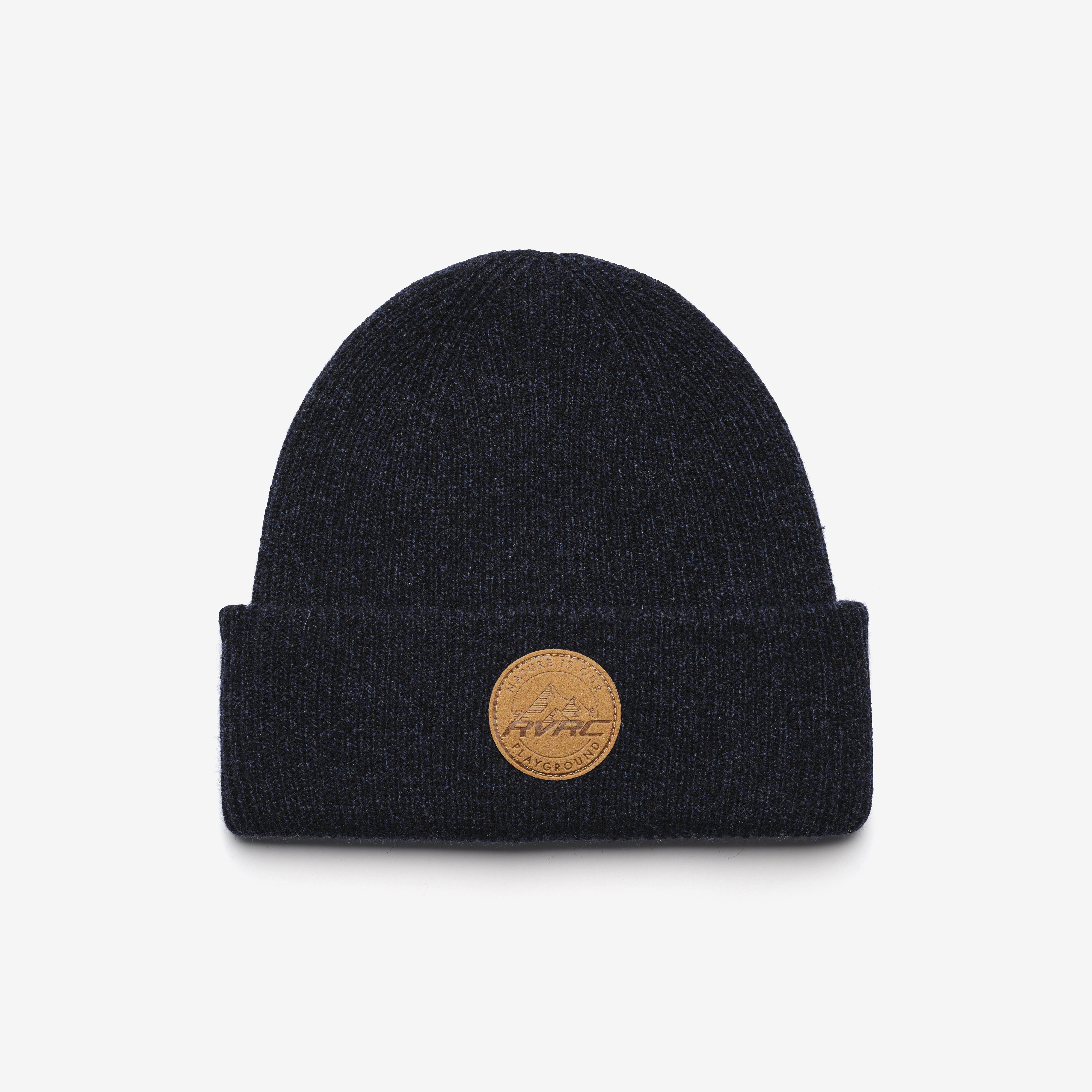 Cave Wool Rib Knit Beanie Dark Navy Melange, 