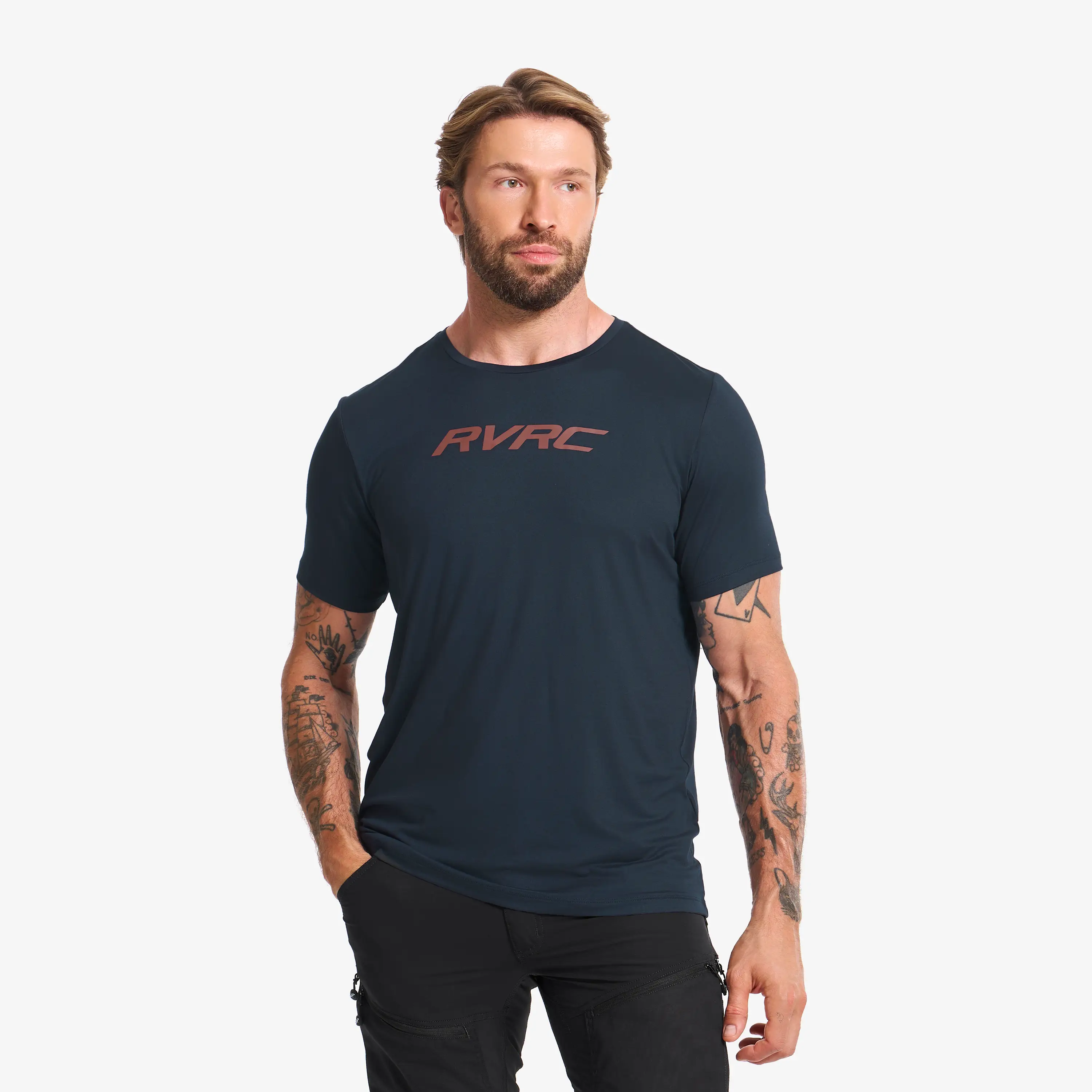 Mission Logo T-shirt Herre Deep Navy/Rusty Orange