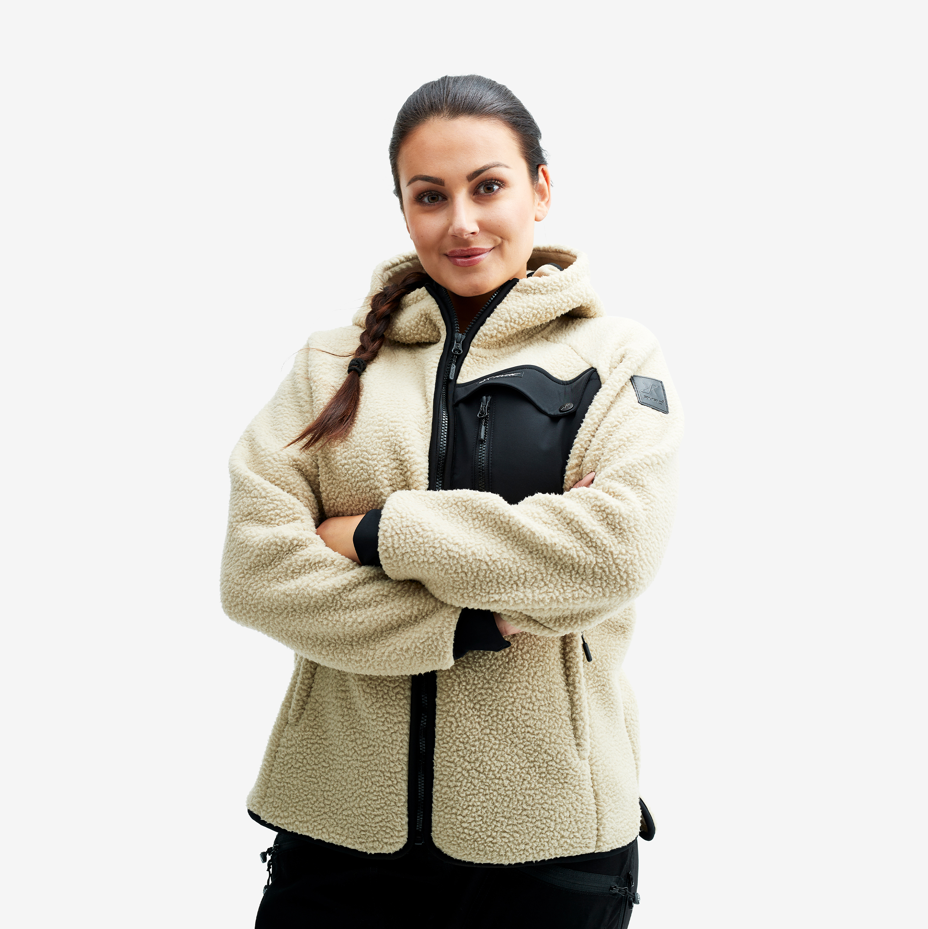 Sherpa Hoodie Beige Khaki Femme