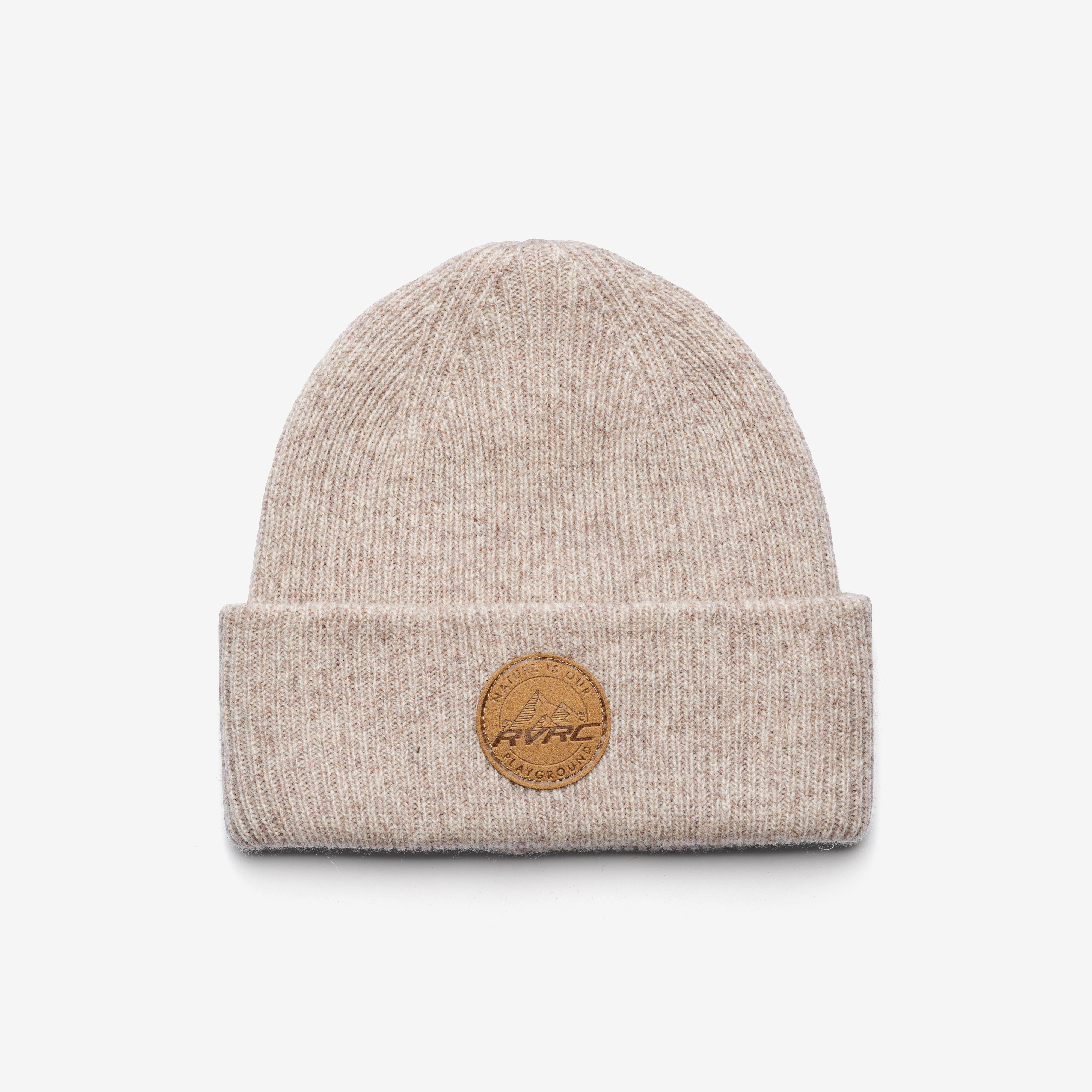 Cave Wool Rib Knit Beanie Beige Melange, 