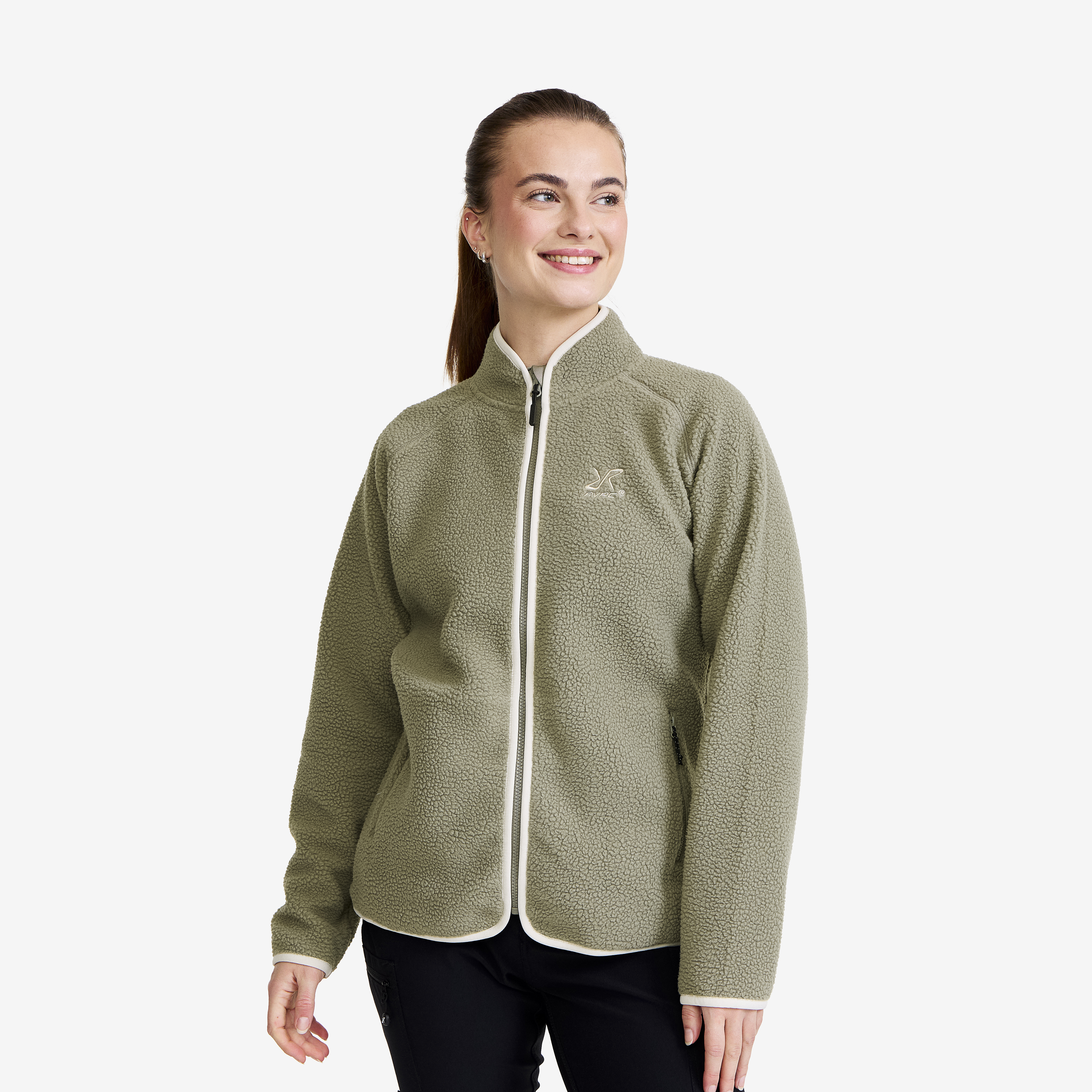 Canyon Full-zip Pile Fleece Dame Vetiver Green/Oatmeal, Størrelse:L - Dame > Overdele > Fleece & Midlayers