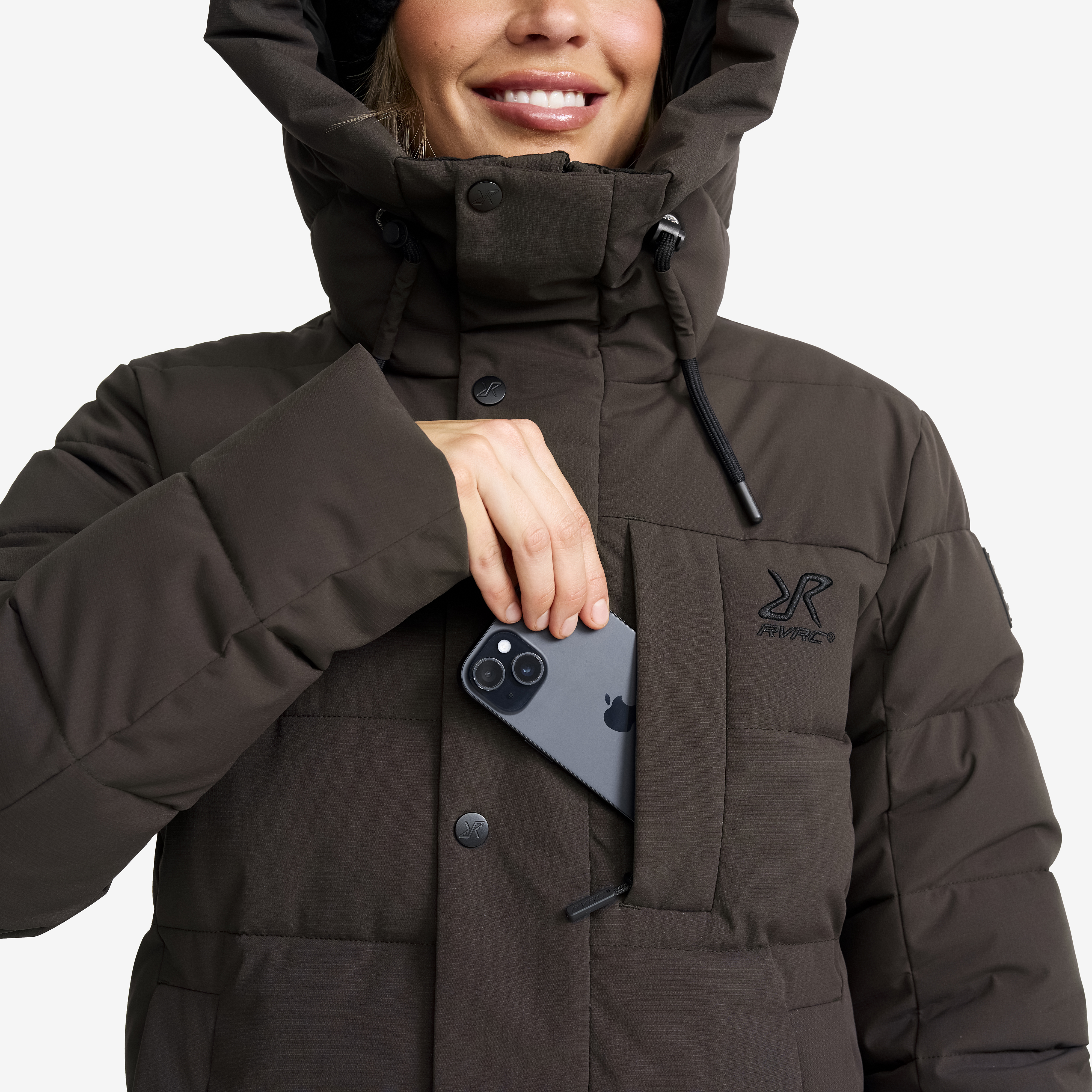 Scenic Insulated Long Parka Women Espresso | RevolutionRace