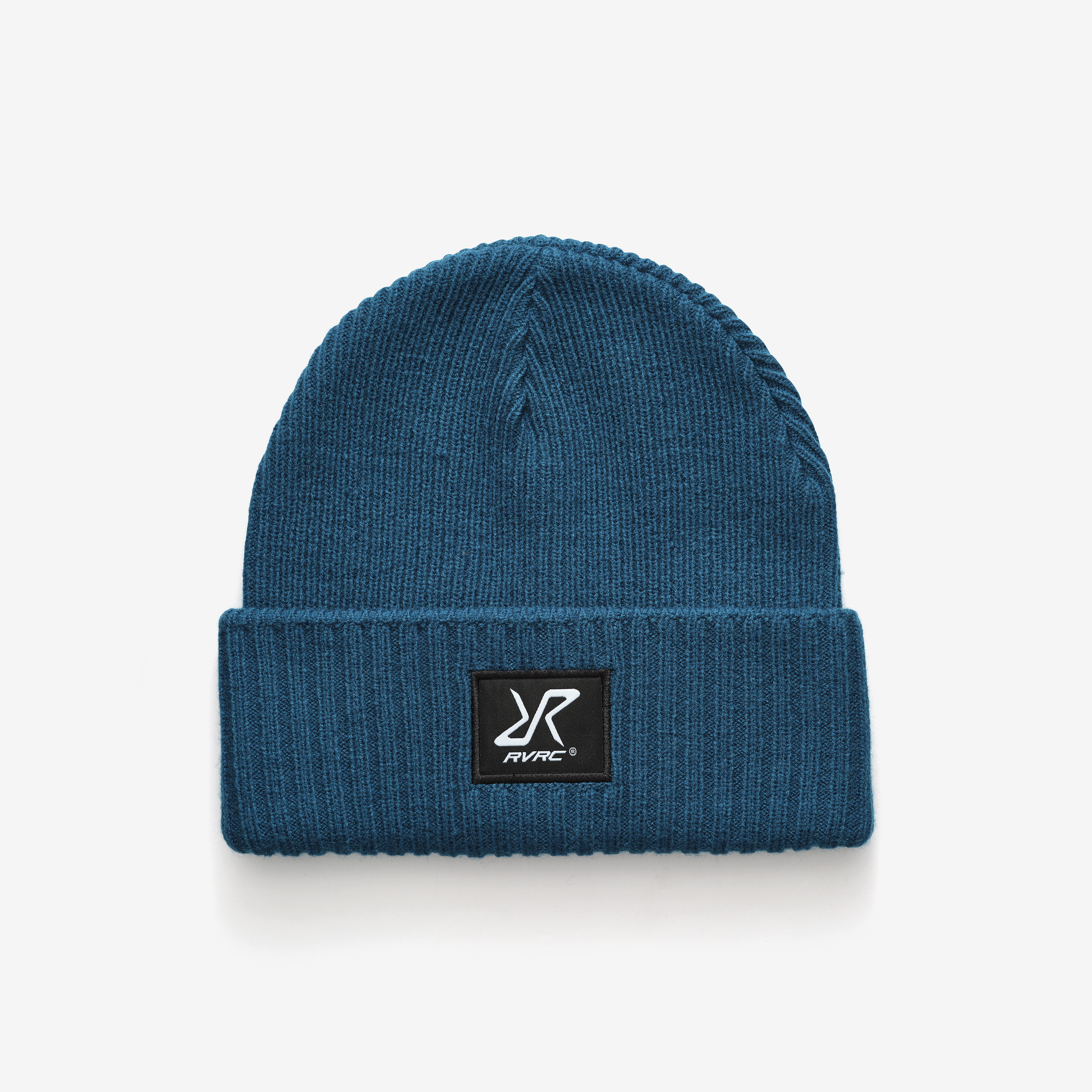 Ribbed Patch Beanie Unisex Blue Opal