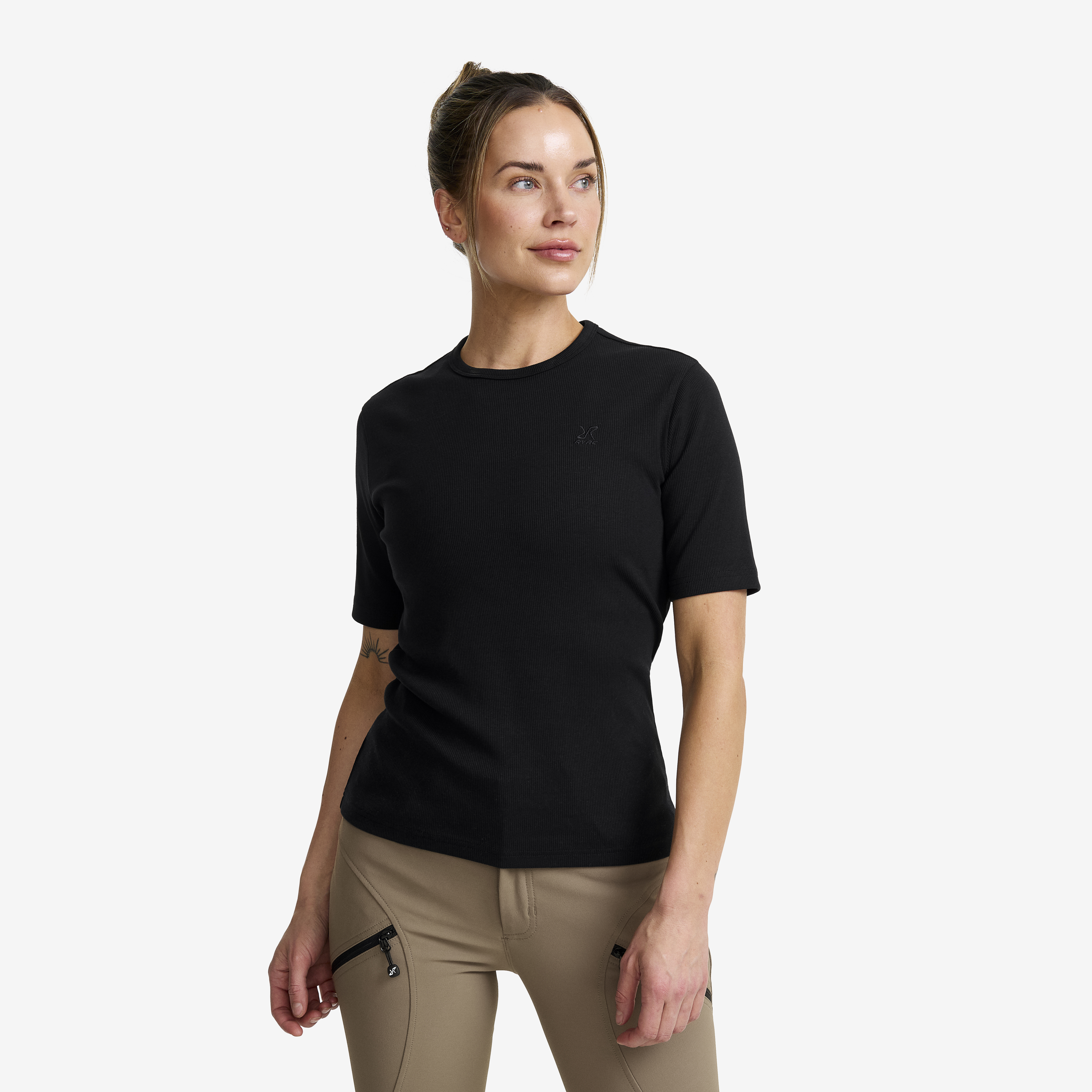 Birch Ribbed T-shirt Black Damen, 