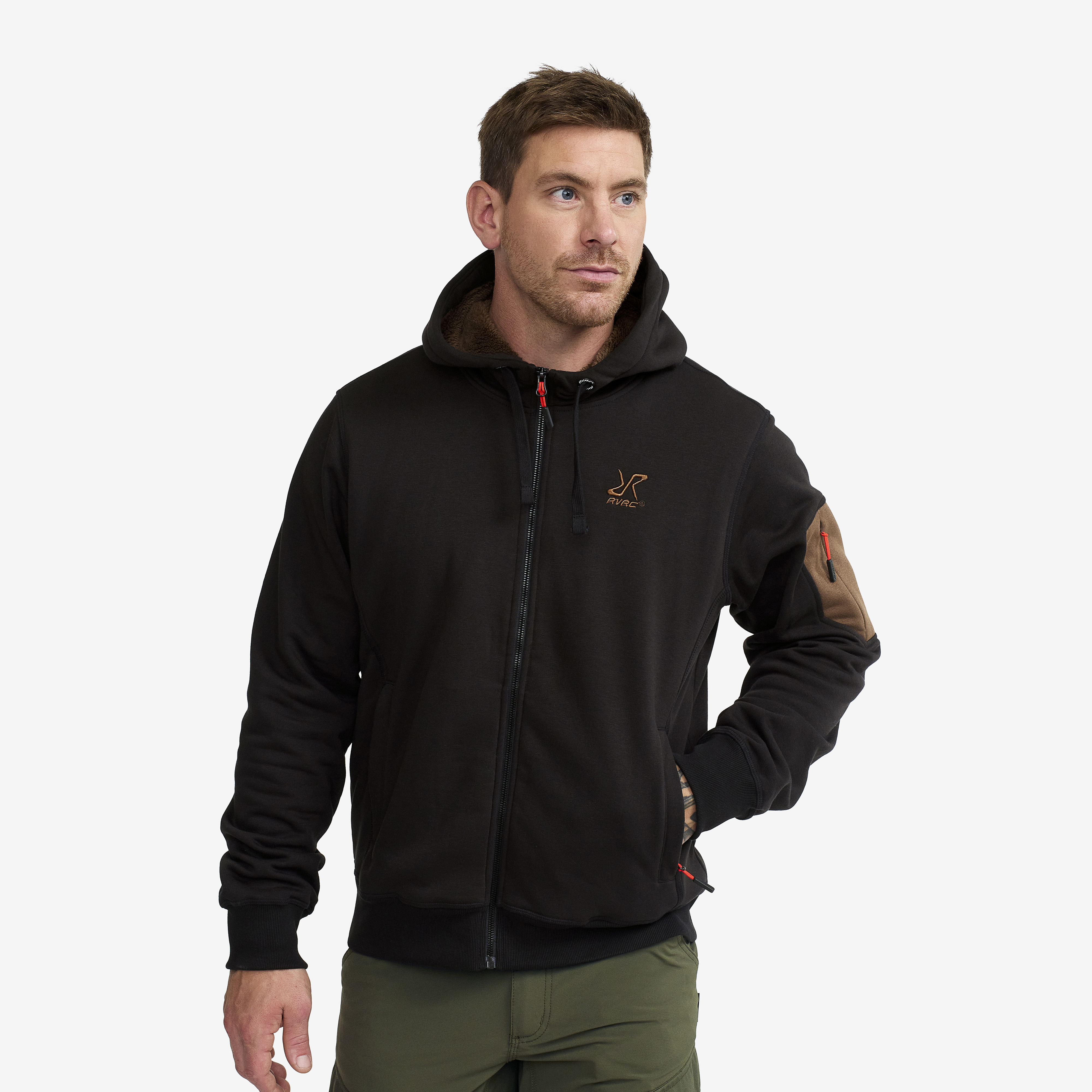 Pile Lined Hoodie Black Hombres