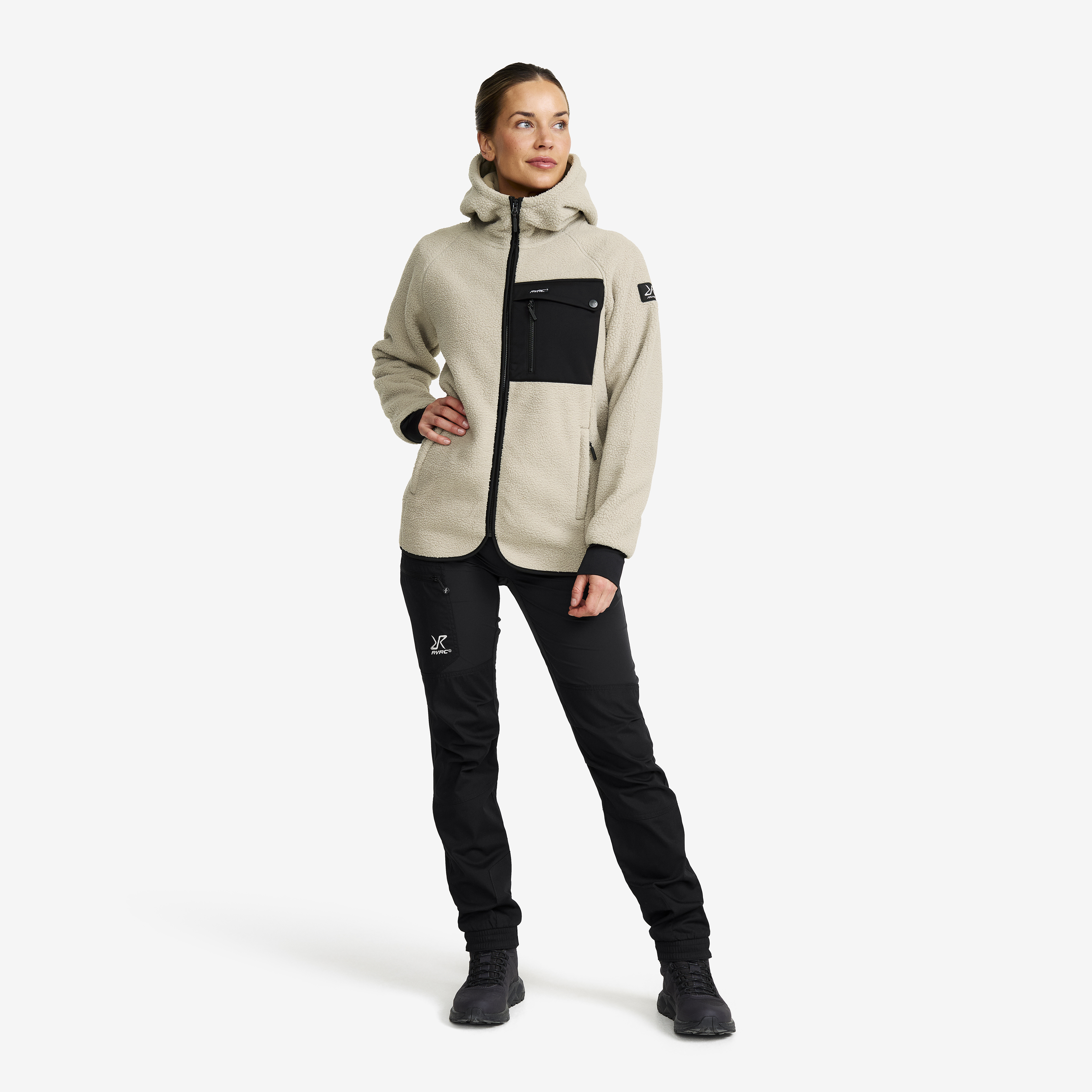 RevolutionRace Sherpa Hoodie für Herren, Outdoor Fleecejacken perfekt für Wanderungen und Outdoor-Abenteuer, Beige Khaki, XS