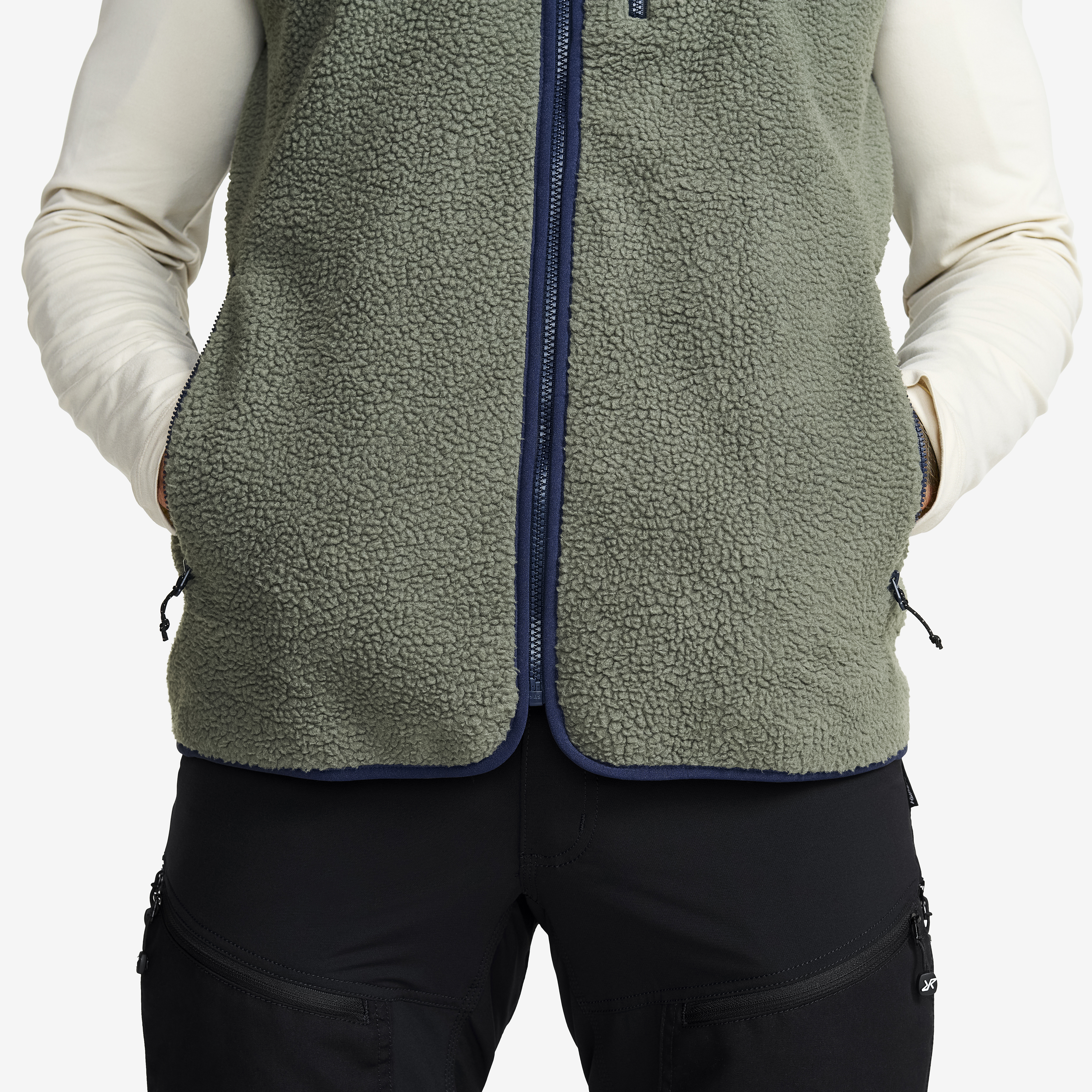 Canyon Full-zip Pile Fleece Vest Men Castor Gray/Navy | RevolutionRace
